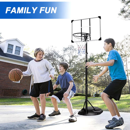 Portable Basketball Hoop System Stand Height Adjustable 7.5Ft - 9.2Ft 32 Inch Backboard Wheels for Youth Adults Indoor Outdoor