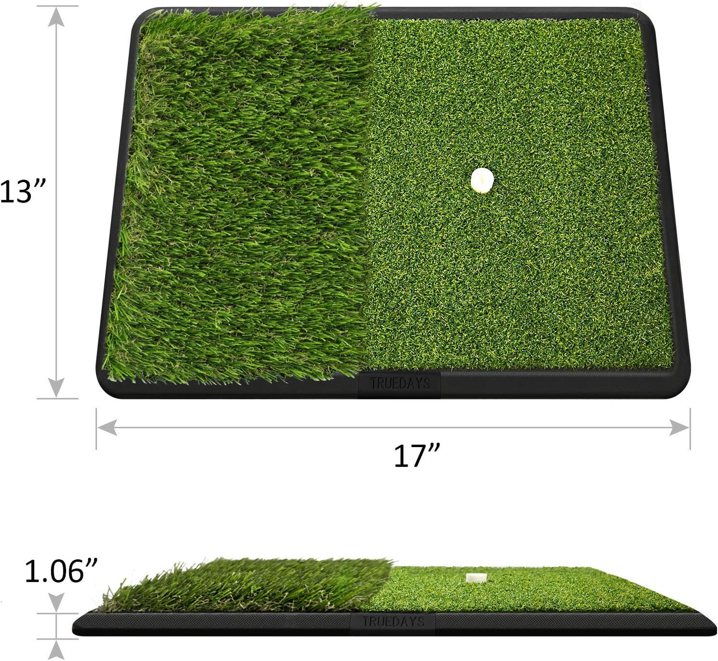 Dual-Turf Golf Hitting Mat, Portable Heavy Rubber Base Golf Practice Hitting Mat with Tee for Indoor & Outdoor Golf Training