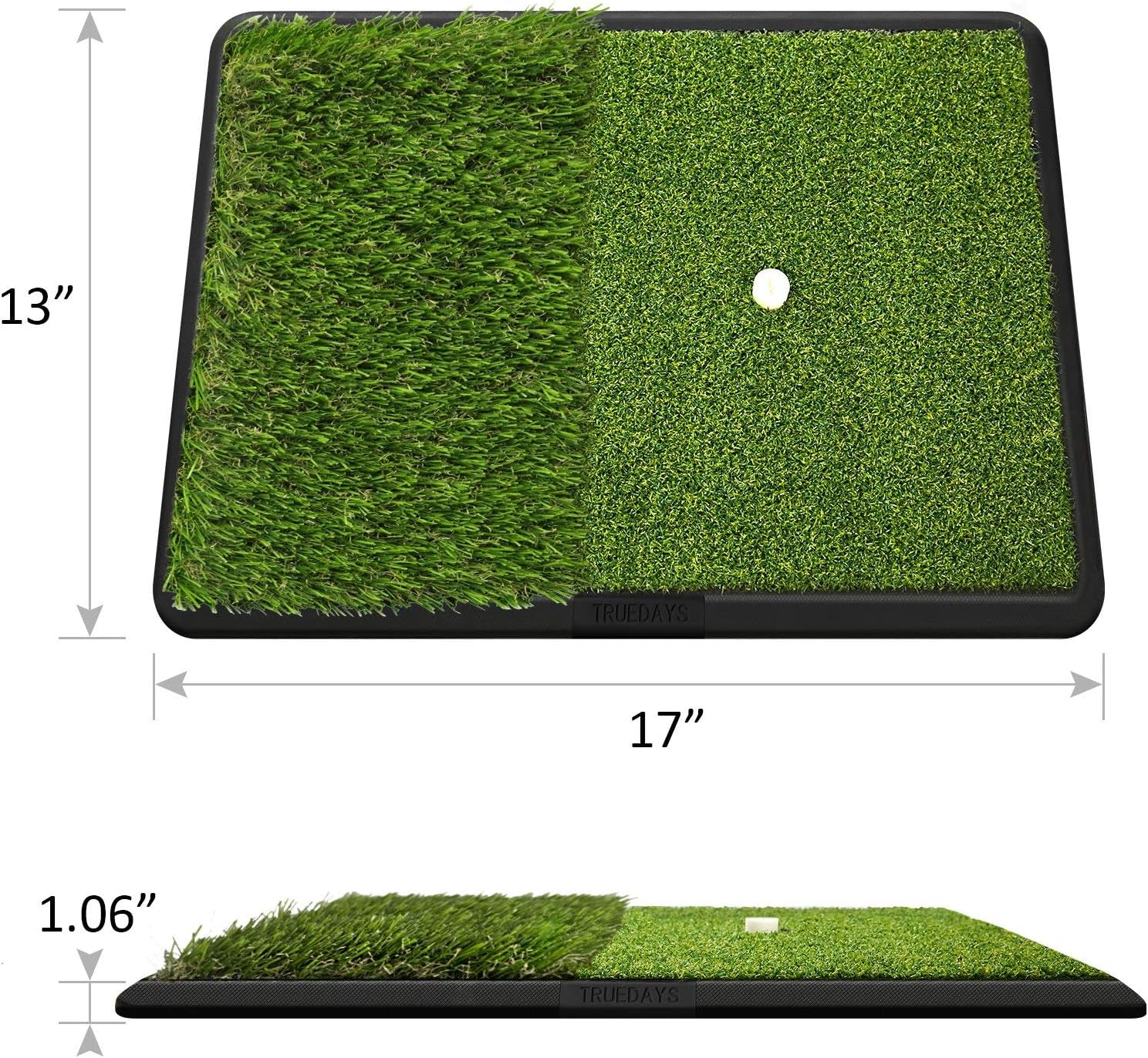 Dual-Turf Golf Hitting Mat, Portable Heavy Rubber Base Golf Practice Hitting Mat with Tee for Indoor & Outdoor Golf Training