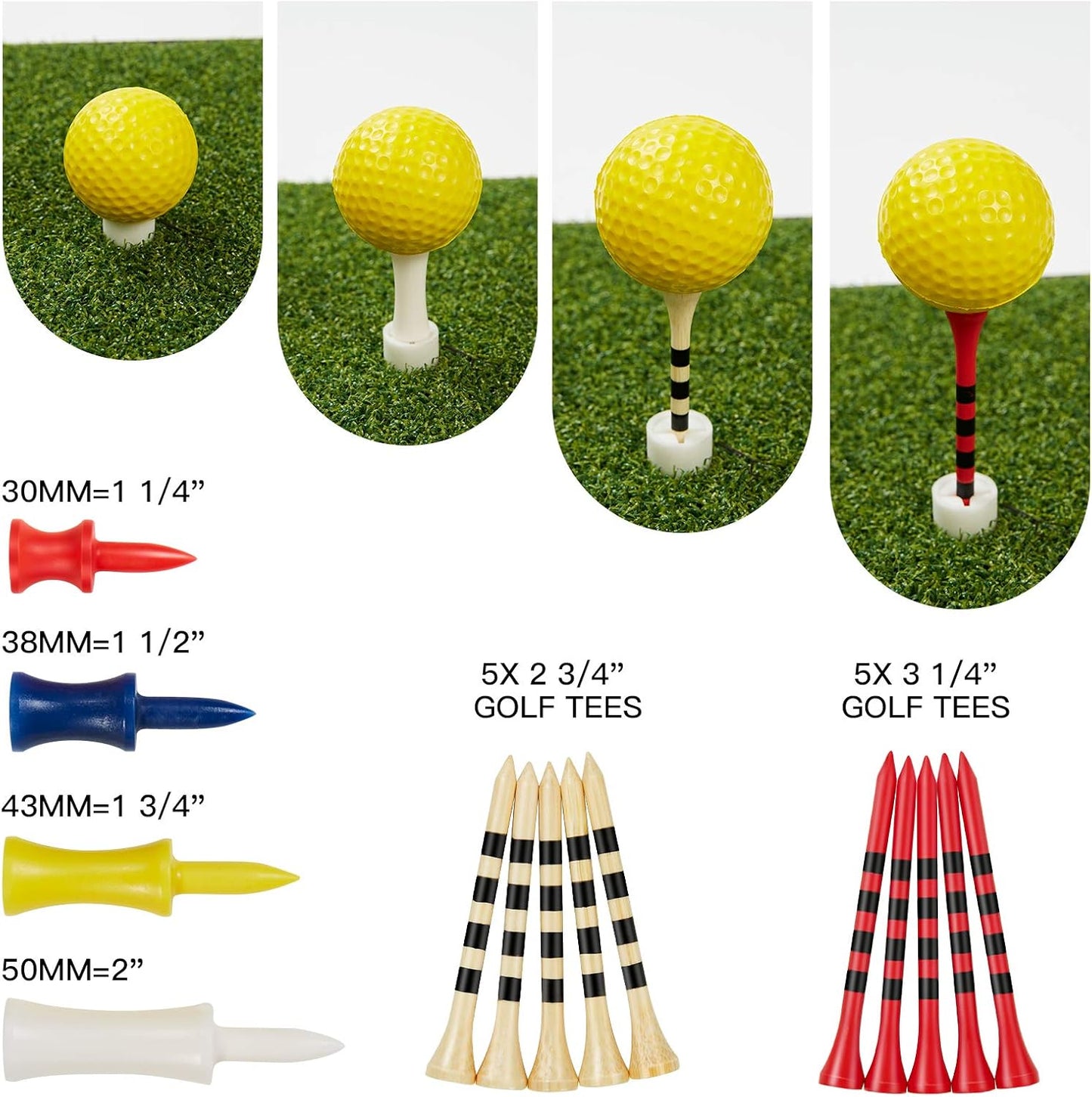 Dual-Turf Golf Hitting Mat, Portable Heavy Rubber Base Golf Practice Hitting Mat with Tee for Indoor & Outdoor Golf Training