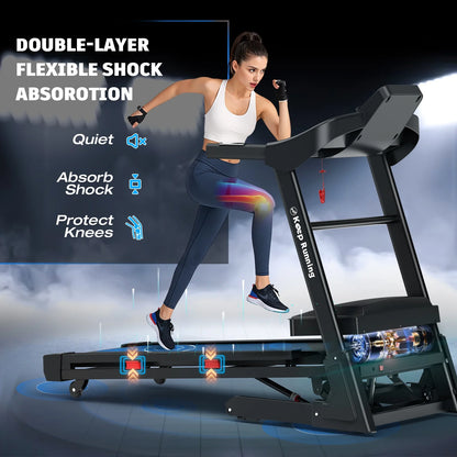 400Lb Capacity 3.5 HP Treadmill with 15% Auto Incline for Home - Heavy Duty Foldable Treadmill with App/Bluetooth - 18 Inch Wide Belt Folding Treadmill
