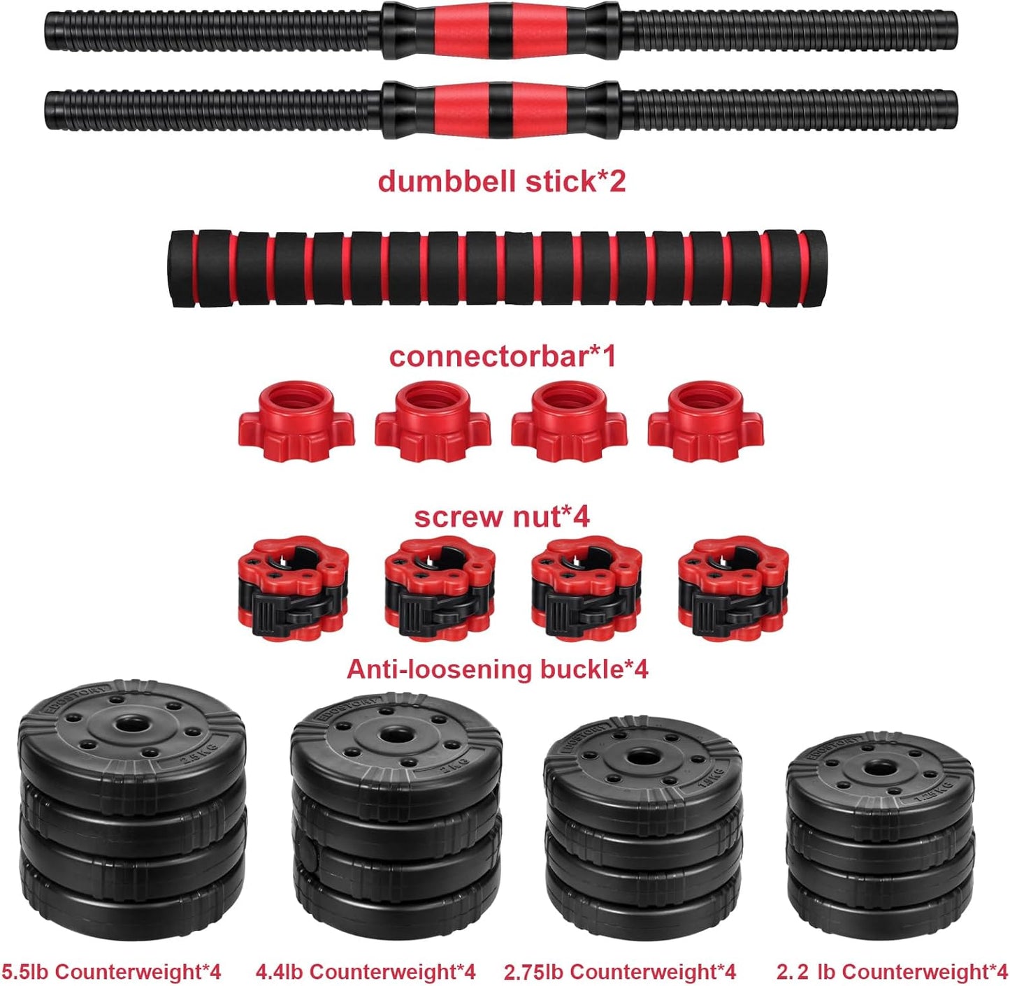 Adjustable Dumbbell Set, 22/44/66/88Lbs Free Weights, 4-In-1 Barbell & Kettlebell Set, Non-Slip Handles, Fitness for Men & Women